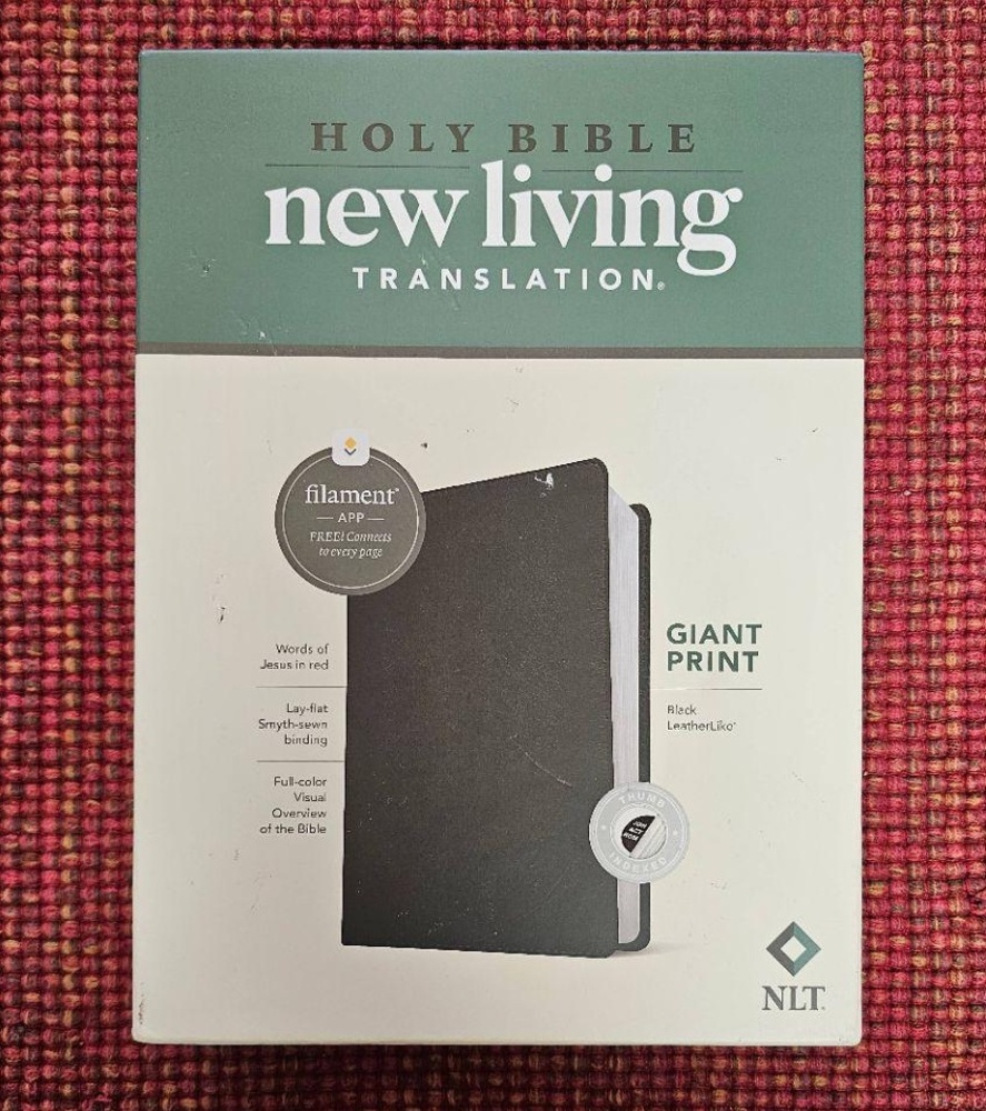 New! NLT Giant Print Bible Filament Enabled Black Imitation Leather Tyndale Red - Picture 2 of 4
